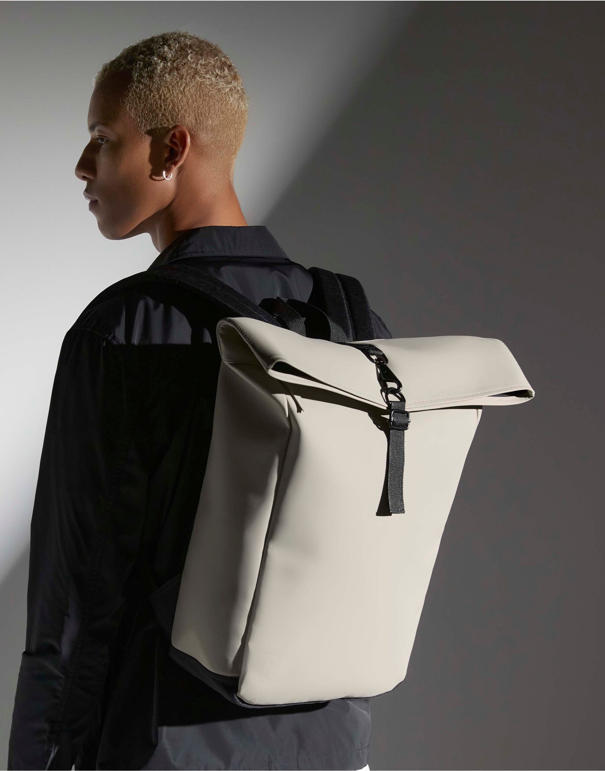 Matte PU Roll-Top Backpack